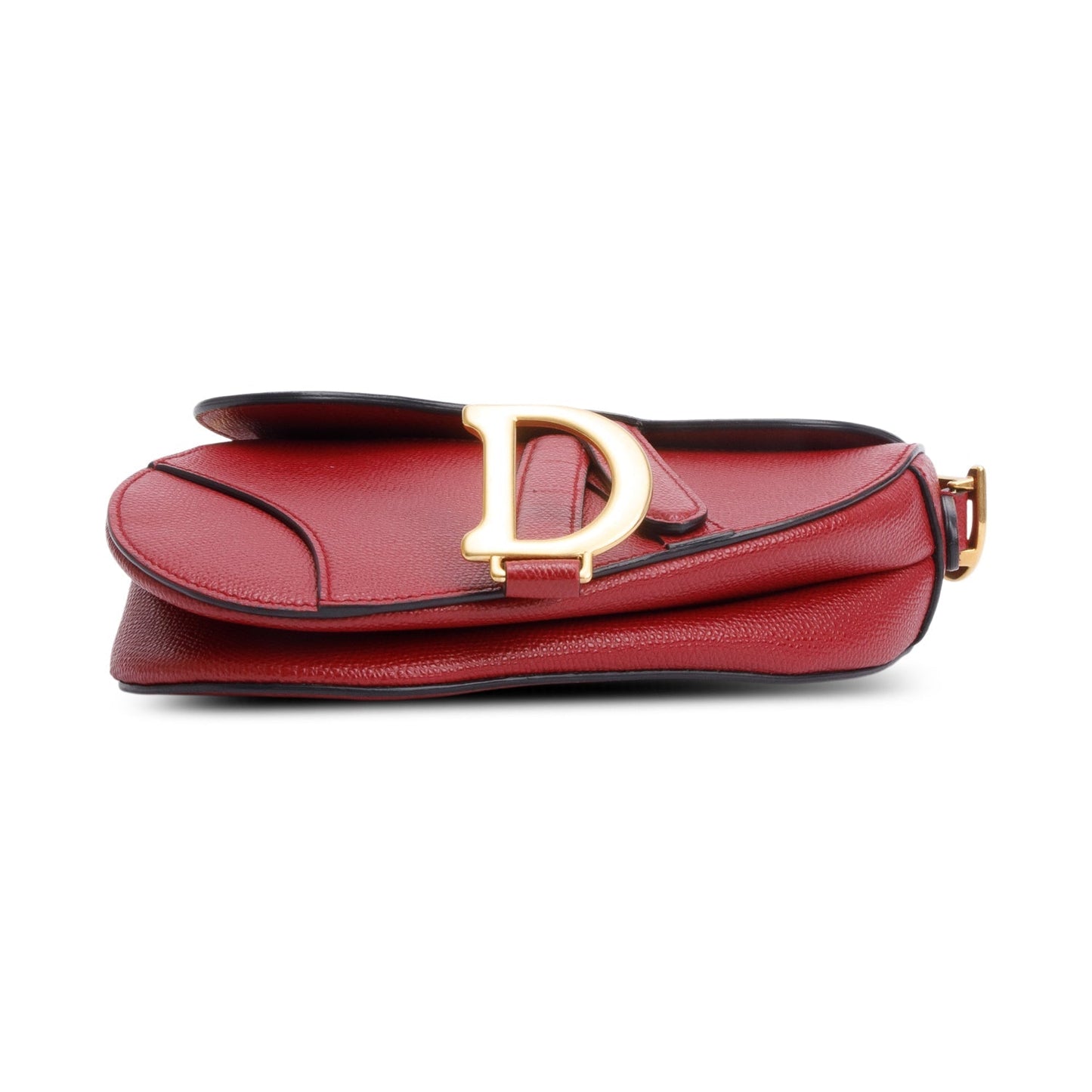 Christian Dior Red Grained Calfskin Leather Mini Saddle Bag