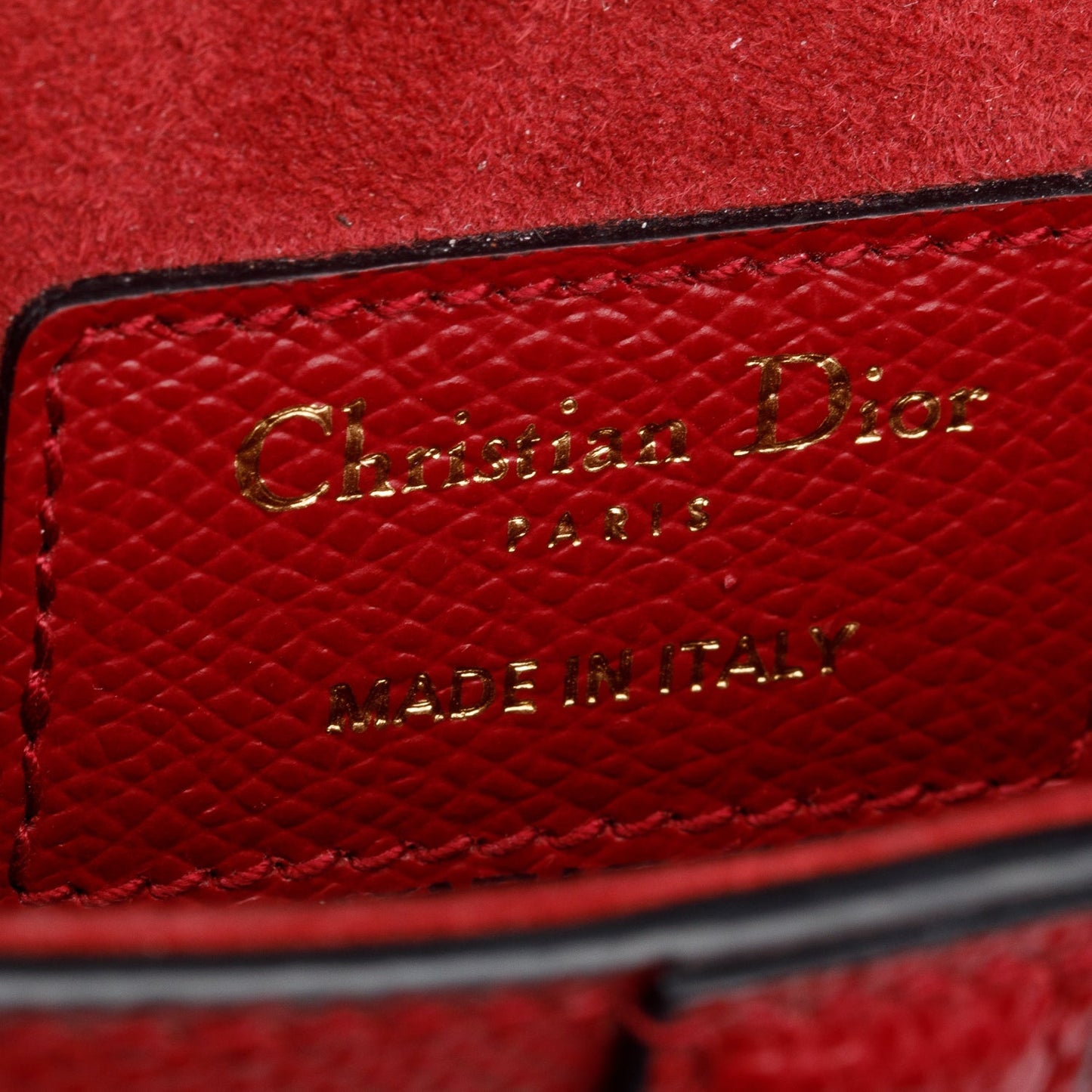 Christian Dior Red Grained Calfskin Leather Mini Saddle Bag