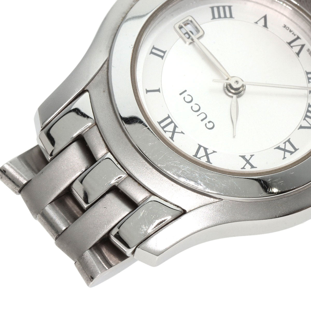 GUCCI Watches Quartz 5500L Stainless Steel , Stainless Steel Silver Round face Silver dial Women  d