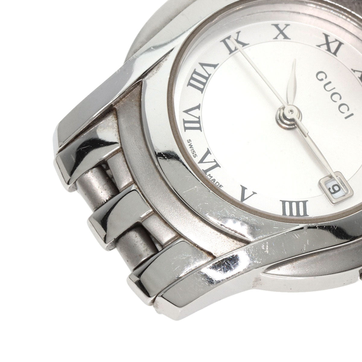 GUCCI Watches Quartz 5500L Stainless Steel , Stainless Steel Silver Round face Silver dial Women  d