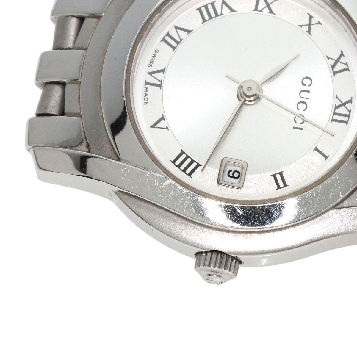 GUCCI Watches Quartz 5500L Stainless Steel , Stainless Steel Silver Round face Silver dial Women  d