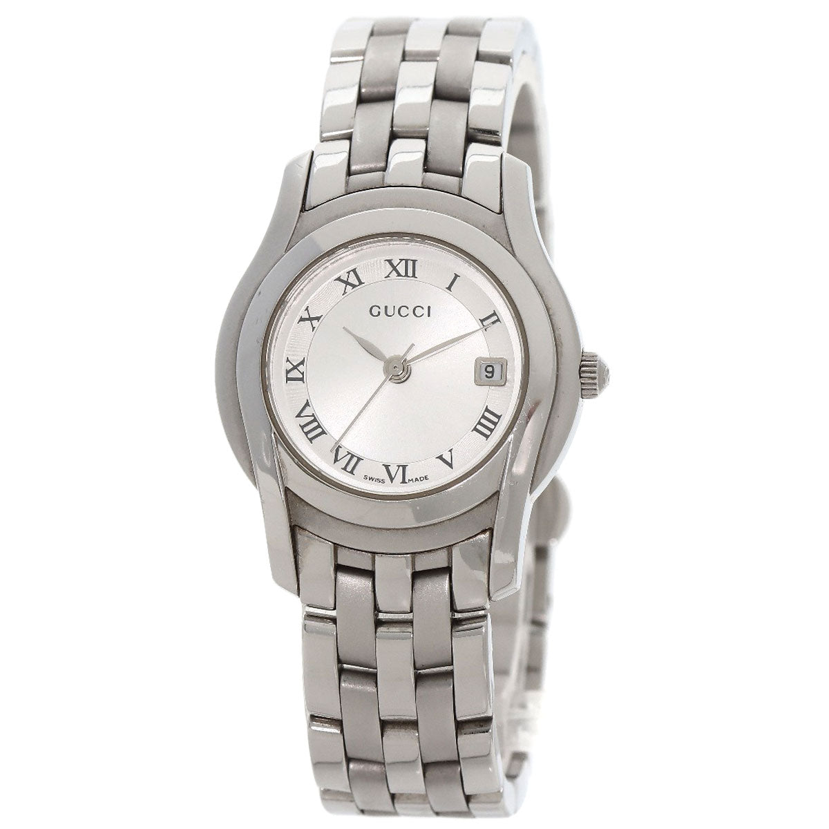 GUCCI Watches Quartz 5500L Stainless Steel , Stainless Steel Silver Round face Silver dial Women  d