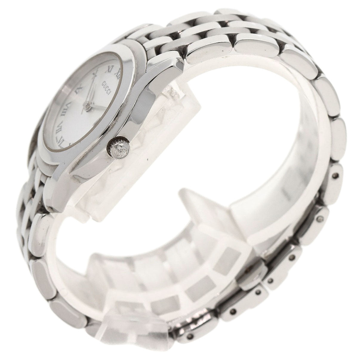 GUCCI Watches Quartz 5500L Stainless Steel , Stainless Steel Silver Round face Silver dial Women  d