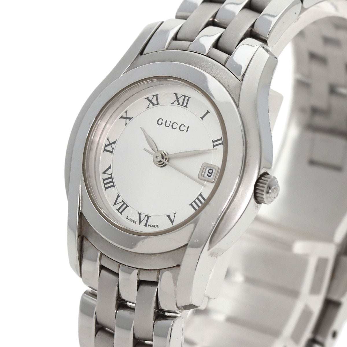 GUCCI Watches Quartz 5500L Stainless Steel , Stainless Steel Silver Round face Silver dial Women  d