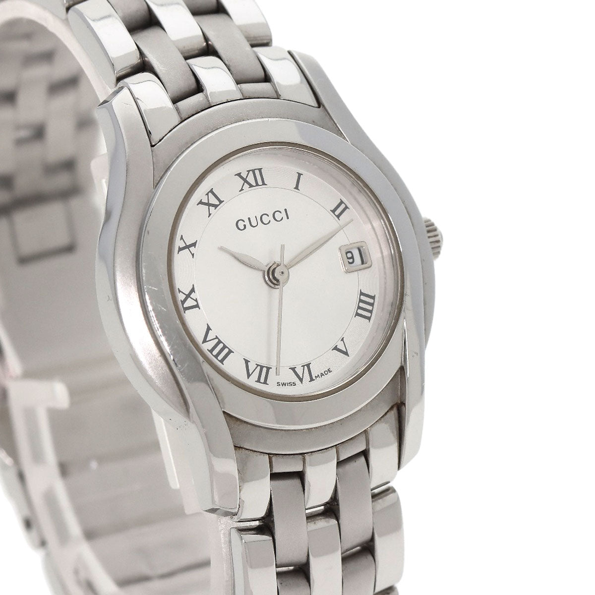 GUCCI Watches Quartz 5500L Stainless Steel , Stainless Steel Silver Round face Silver dial Women  d