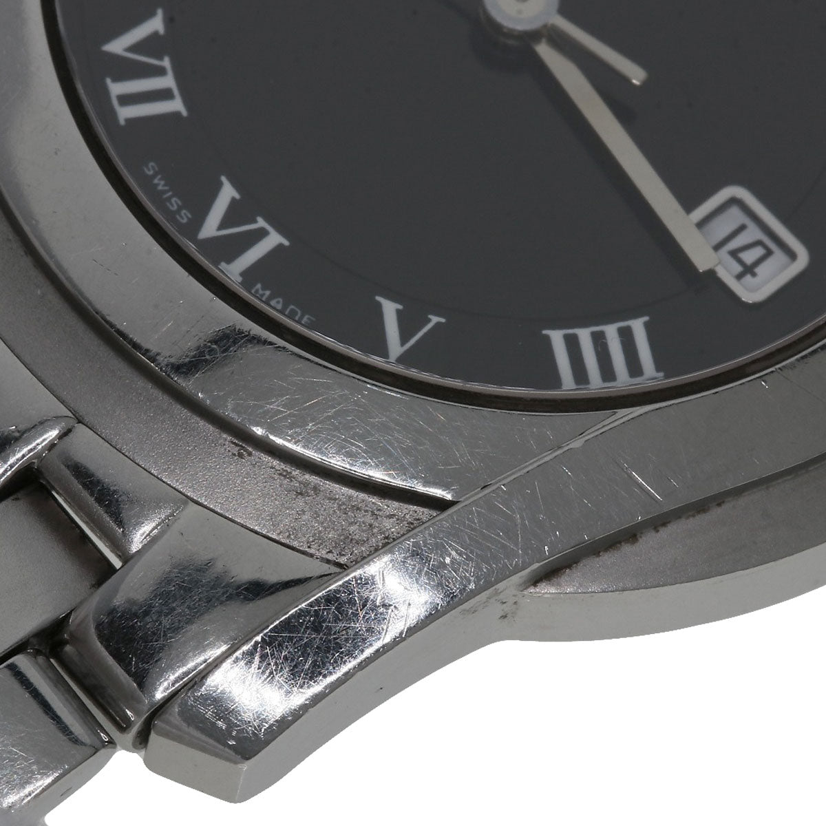 GUCCI Watches Quartz 5500M Stainless Steel , Stainless Steel Silver Round face black dial mens  d