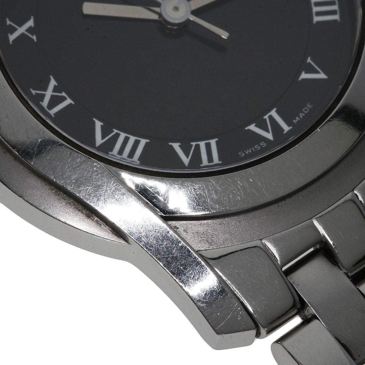 GUCCI Watches Quartz 5500M Stainless Steel , Stainless Steel Silver Round face black dial mens  d