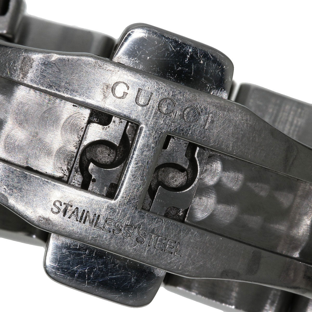 GUCCI Watches Quartz 5500M Stainless Steel , Stainless Steel Silver Round face black dial mens  d