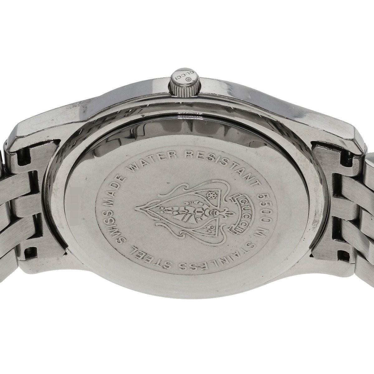 GUCCI Watches Quartz 5500M Stainless Steel , Stainless Steel Silver Round face black dial mens  d