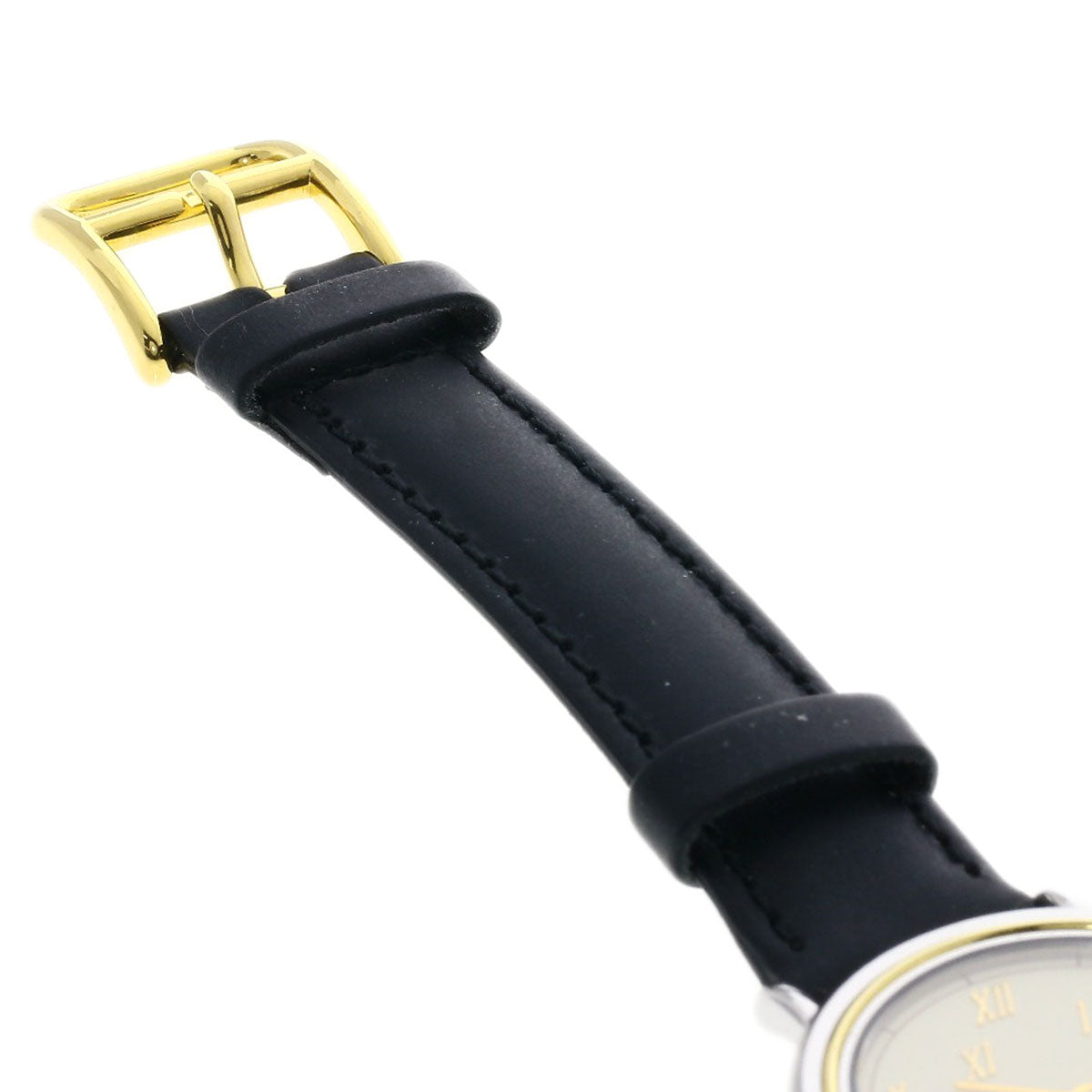 HERMES Watches Quartz Combination, Leather Silver Meteor Ivory dial mens  d