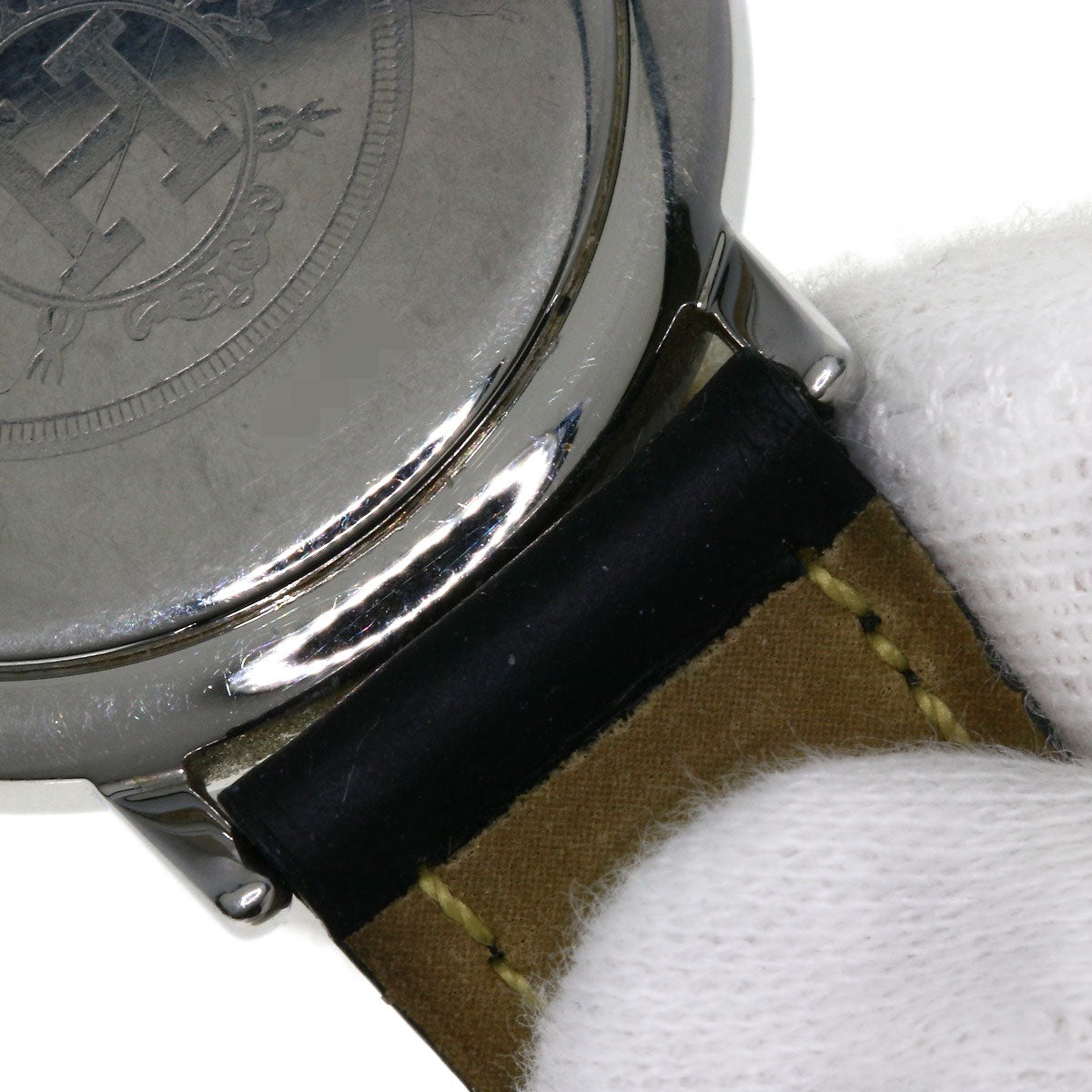 HERMES Watches Quartz Combination, Leather Silver Meteor Ivory dial mens  d