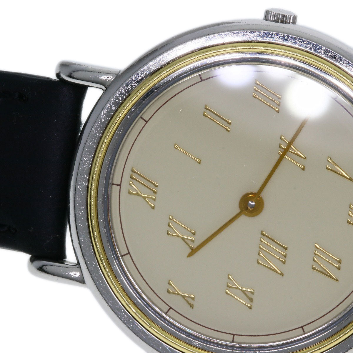 HERMES Watches Quartz Combination, Leather Silver Meteor Ivory dial mens  d