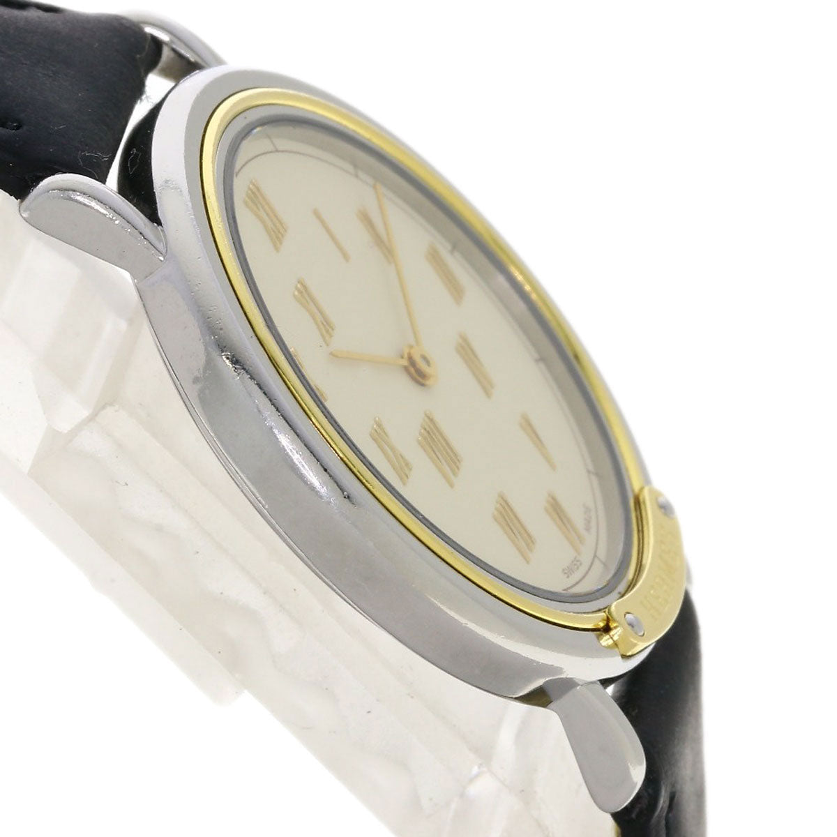 HERMES Watches Quartz Combination, Leather Silver Meteor Ivory dial mens  d
