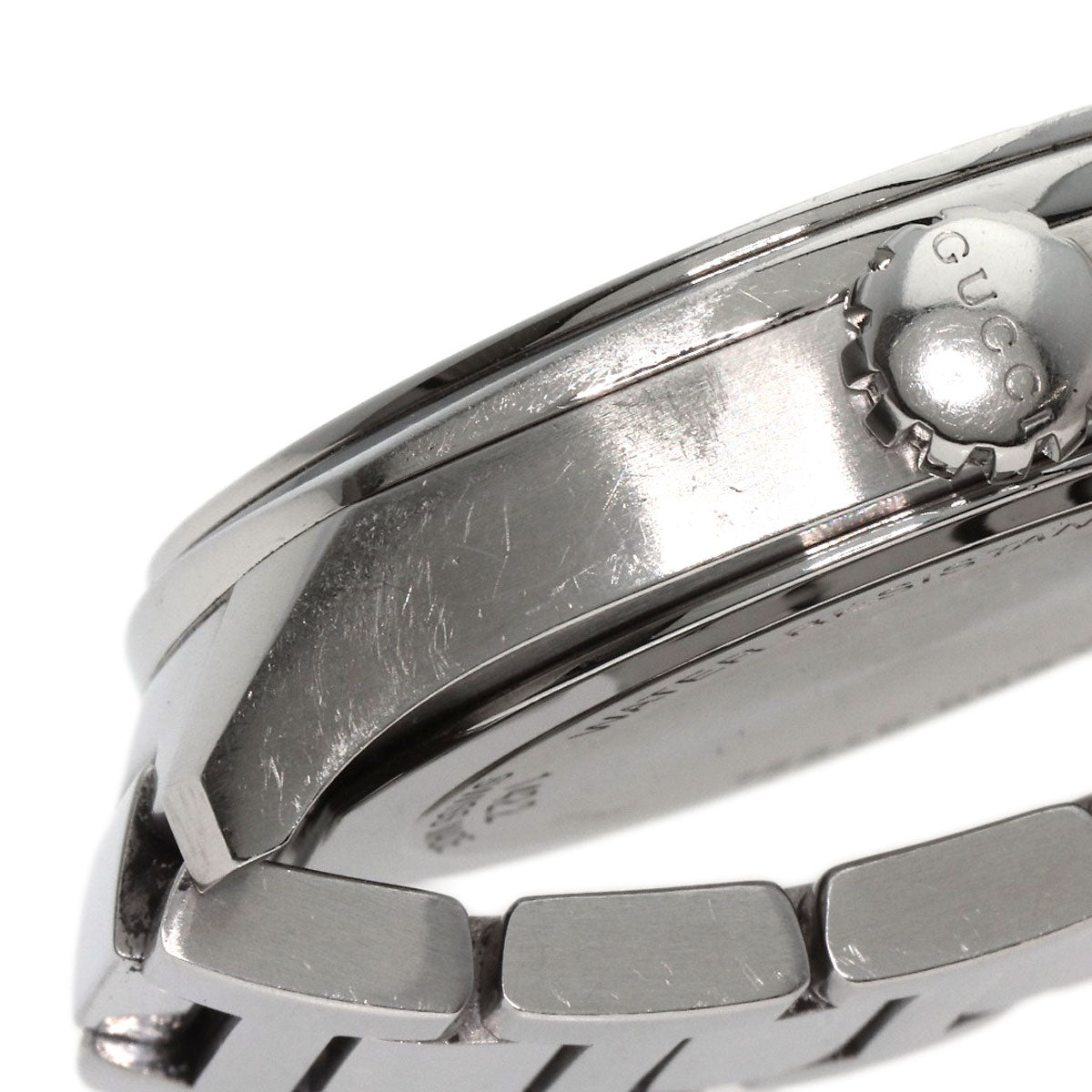 GUCCI Watches Quartz Stainless Steel , Stainless Steel Silver 142.2 black dial mens  d