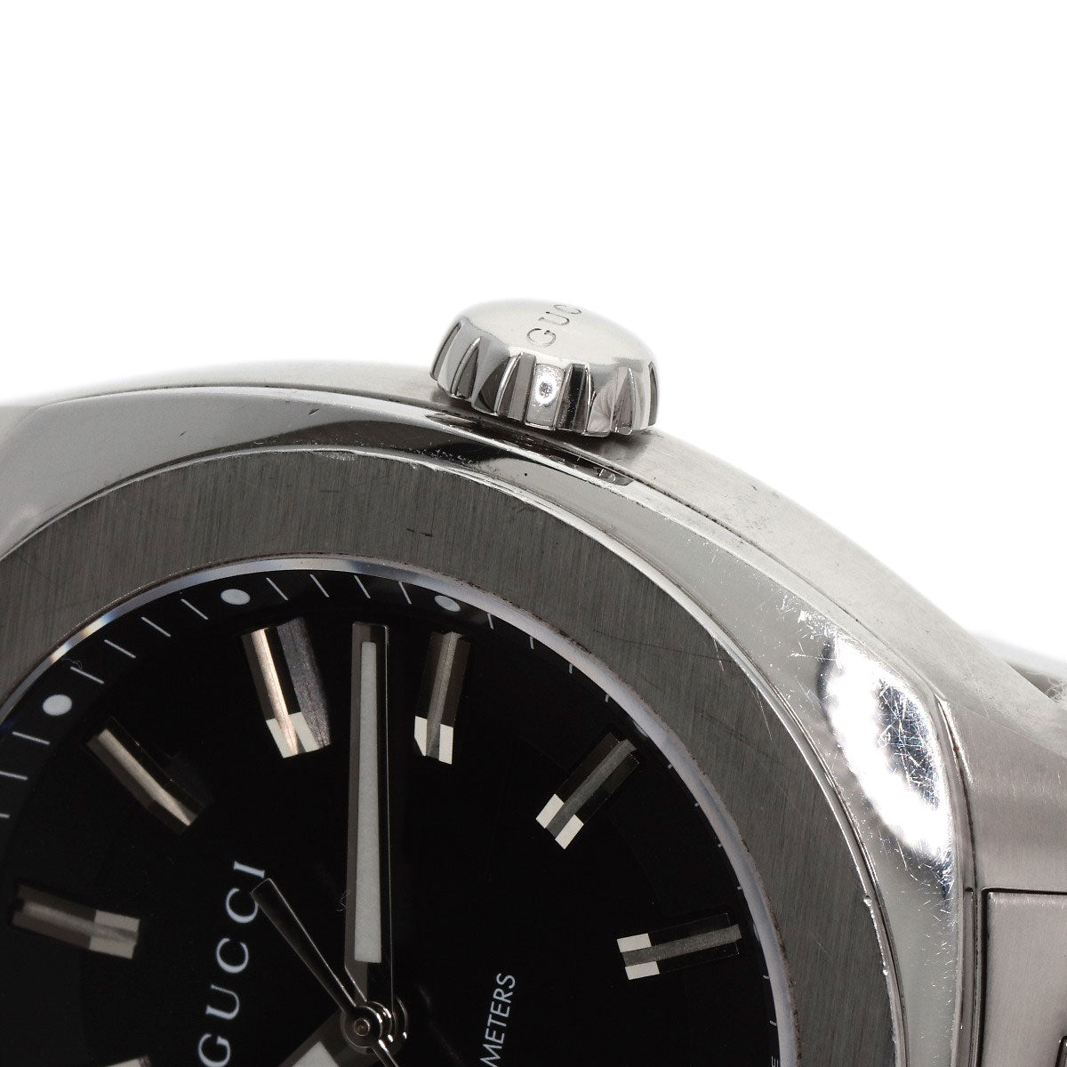 GUCCI Watches Quartz Stainless Steel , Stainless Steel Silver 142.2 black dial mens  d