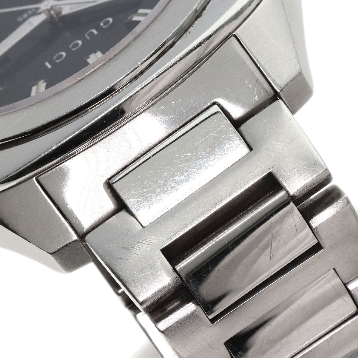 GUCCI Watches Quartz Stainless Steel , Stainless Steel Silver 142.2 black dial mens  d