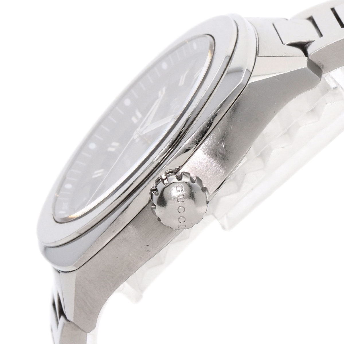 GUCCI Watches Quartz Stainless Steel , Stainless Steel Silver 142.2 black dial mens  d