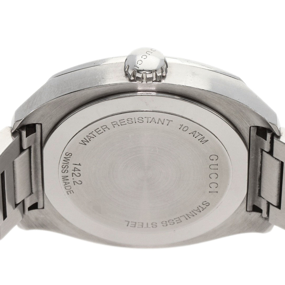 GUCCI Watches Quartz Stainless Steel , Stainless Steel Silver 142.2 black dial mens  d