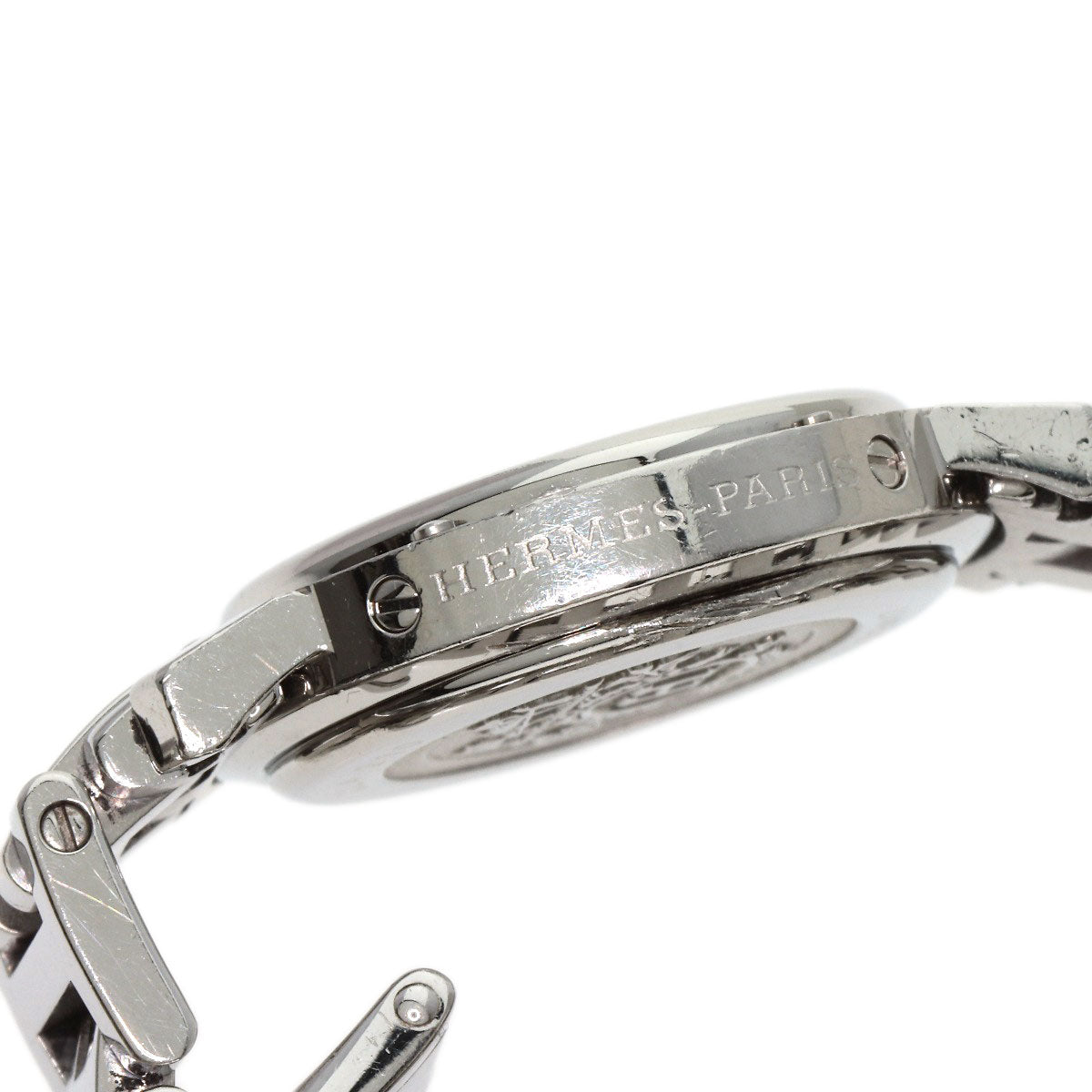 HERMES Watches Quartz CL4.210 Stainless Steel , Stainless Steel Silver Clipper Nacle New Buckle Pink shell dial Women  d