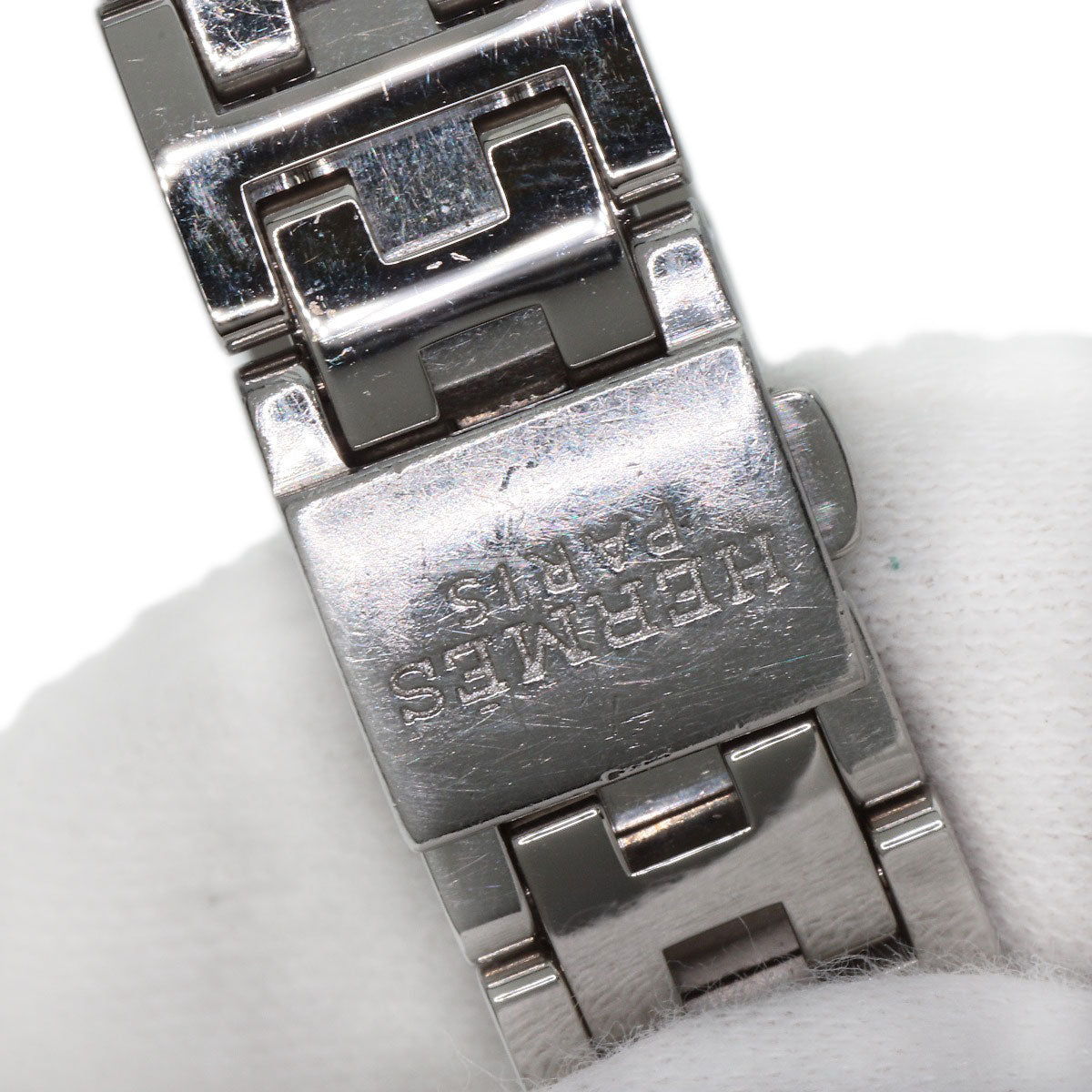 HERMES Watches Quartz CL4.210 Stainless Steel , Stainless Steel Silver Clipper Nacle New Buckle Pink shell dial Women  d