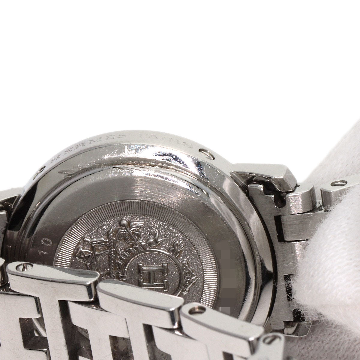 HERMES Watches Quartz CL4.210 Stainless Steel , Stainless Steel Silver Clipper Nacle New Buckle Pink shell dial Women  d