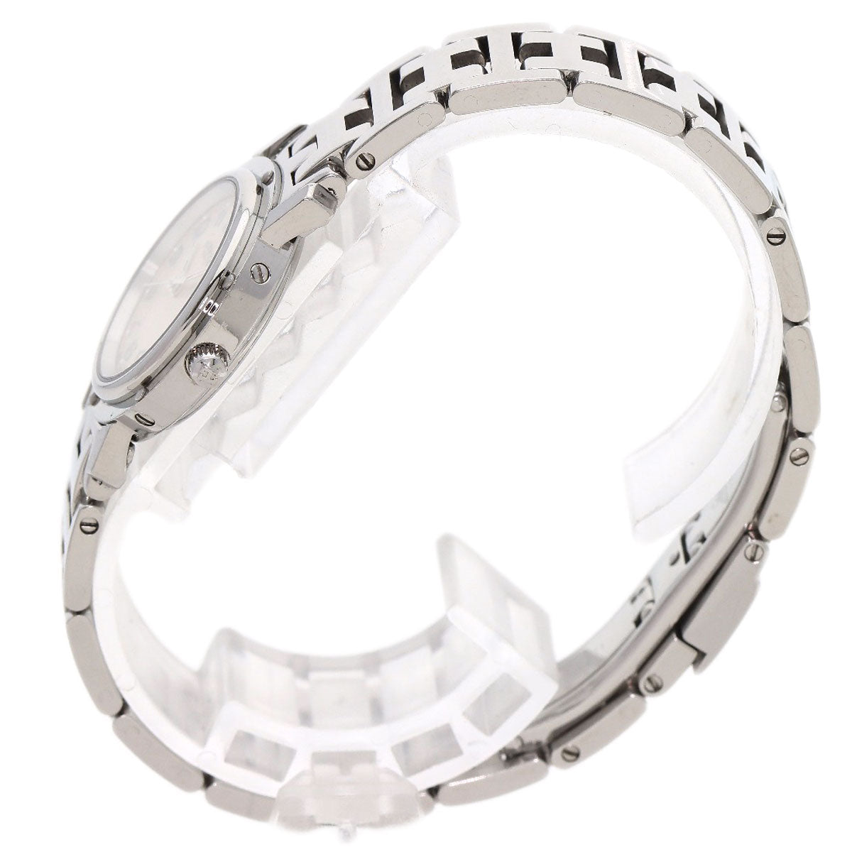 HERMES Watches Quartz CL4.210 Stainless Steel , Stainless Steel Silver Clipper Nacle New Buckle Pink shell dial Women  d