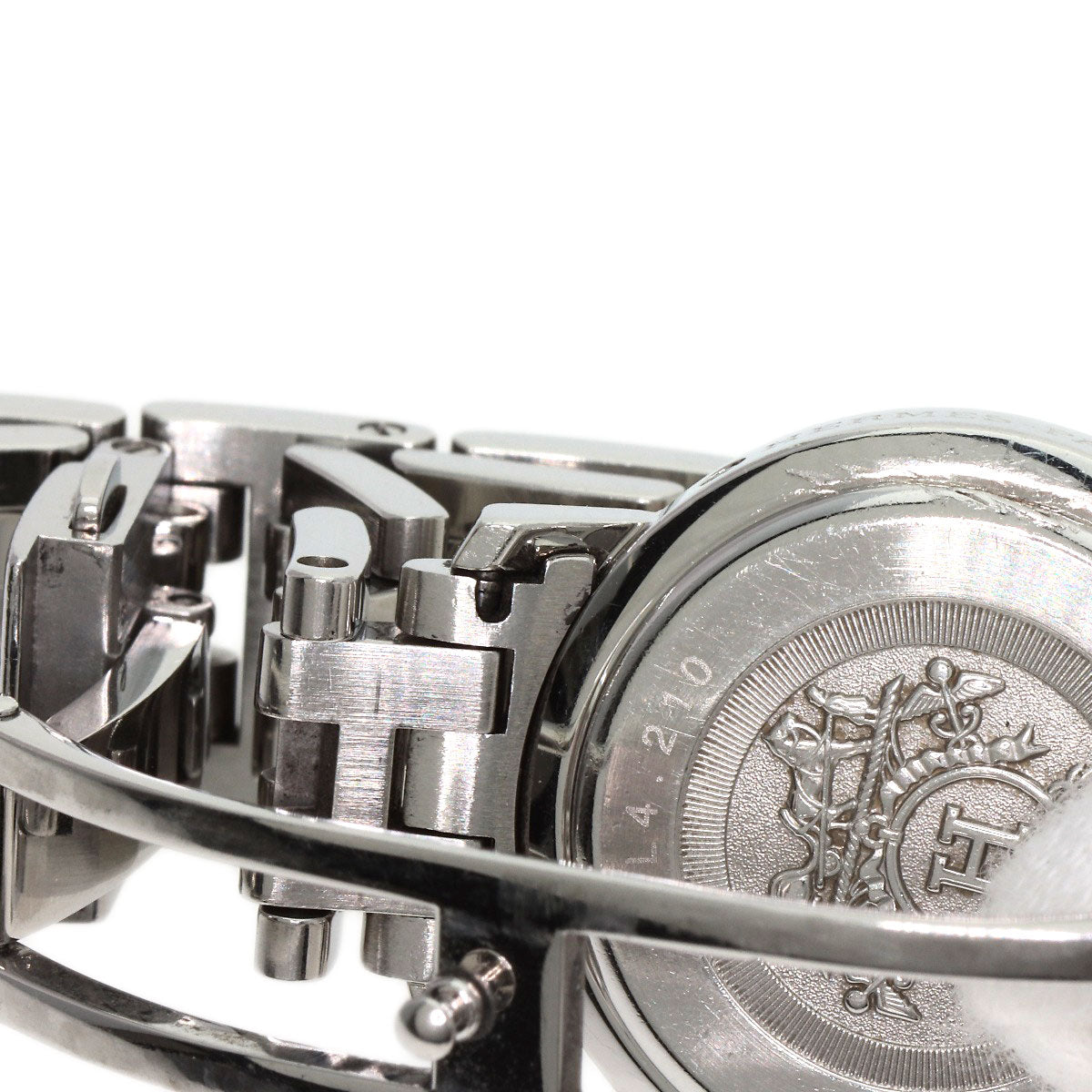 HERMES Watches Quartz CL4.210 Stainless Steel , Stainless Steel Silver Clipper Nacle New Buckle Pink shell dial Women  d