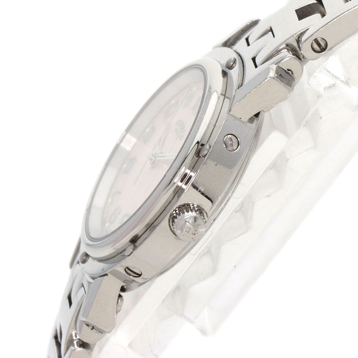 HERMES Watches Quartz CL4.210 Stainless Steel , Stainless Steel Silver Clipper Nacle New Buckle Pink shell dial Women  d
