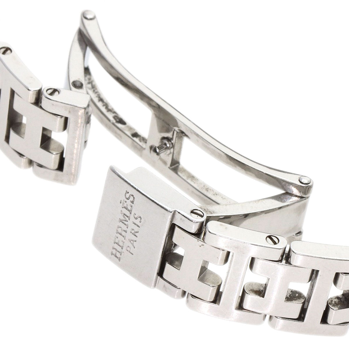 HERMES Watches Quartz CL4.210 Stainless Steel , Stainless Steel Silver Clipper Nacle New Buckle Pink shell dial Women  d
