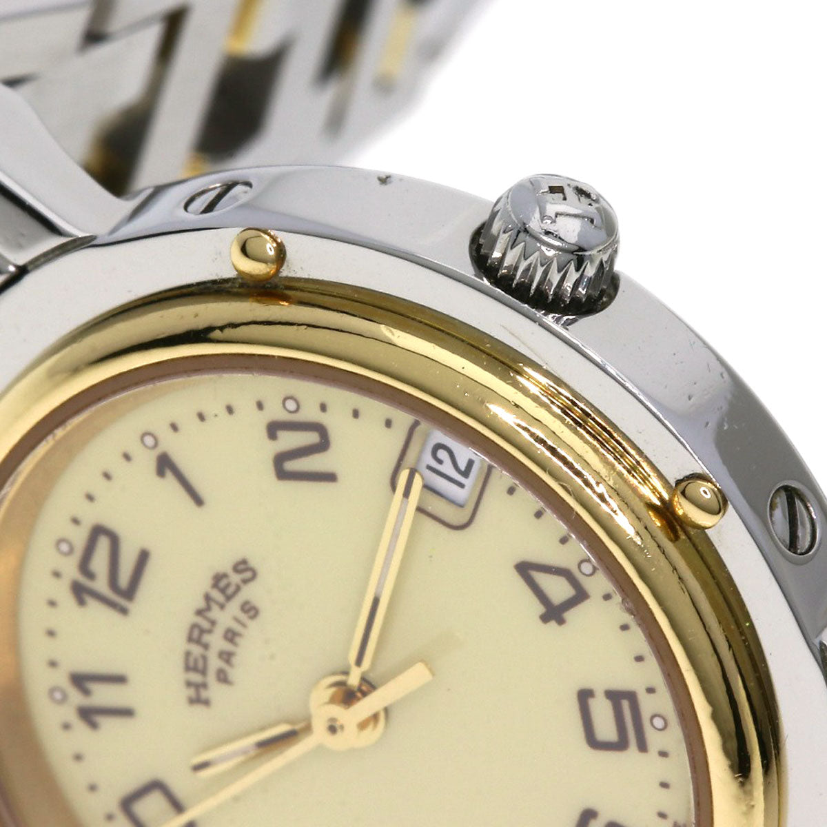 HERMES Watches Quartz CL4.220 Stainless Steel , SSxGP Silver Clipper new buckle Ivory dial Women  d