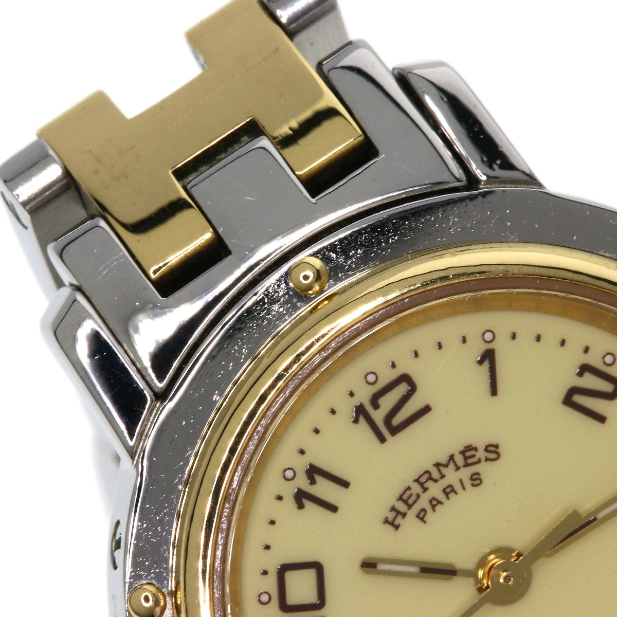 HERMES Watches Quartz CL4.220 Stainless Steel , SSxGP Silver Clipper new buckle Ivory dial Women  d