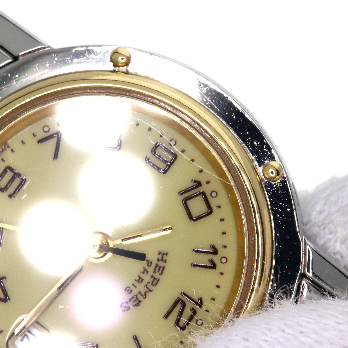 HERMES Watches Quartz CL4.220 Stainless Steel , SSxGP Silver Clipper new buckle Ivory dial Women  d