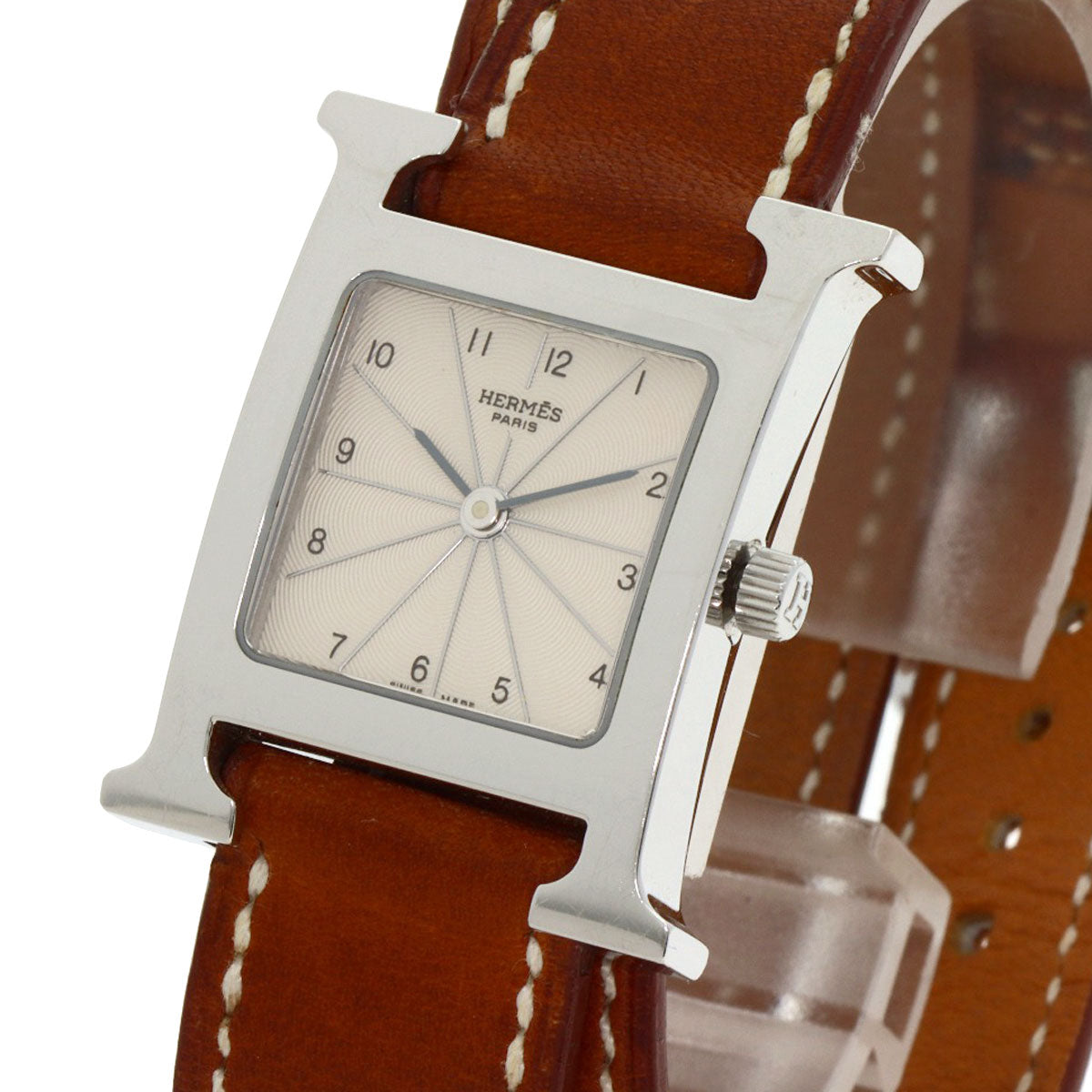 HERMES Watches Quartz HH1.210 Stainless Steel, Leather Silver H watch Deburuturu Silver dial Women  d