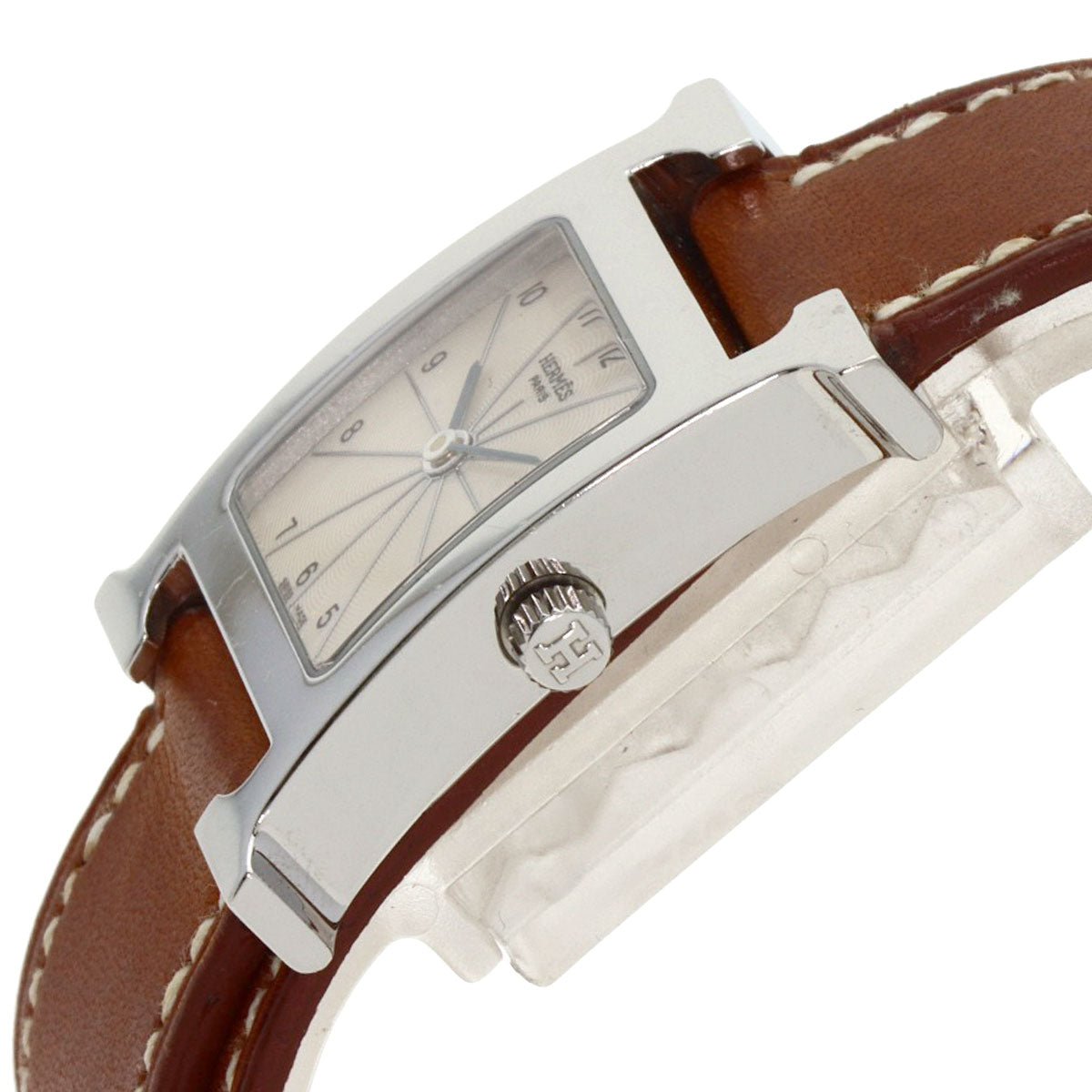 HERMES Watches Quartz HH1.210 Stainless Steel, Leather Silver H watch Deburuturu Silver dial Women  d