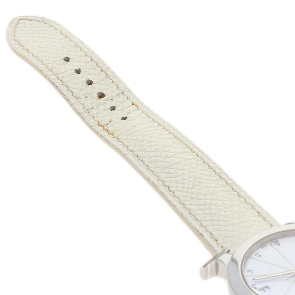 HERMES Watches Quartz HR1.510 Stainless Steel, Leather Silver H watch Rondo white dial Women  d