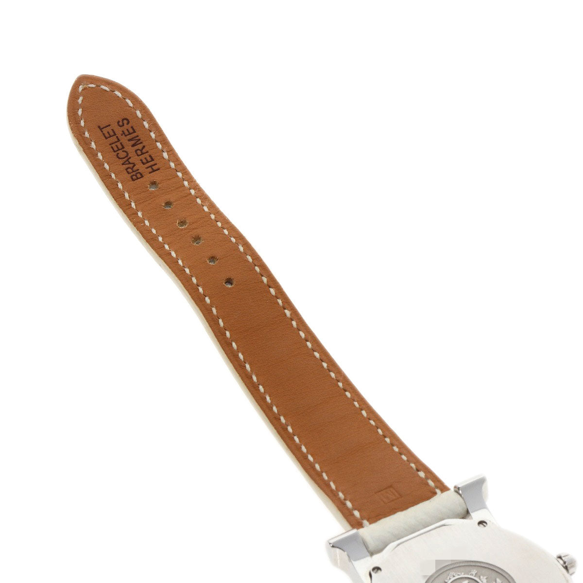 HERMES Watches Quartz HR1.510 Stainless Steel, Leather Silver H watch Rondo white dial Women  d