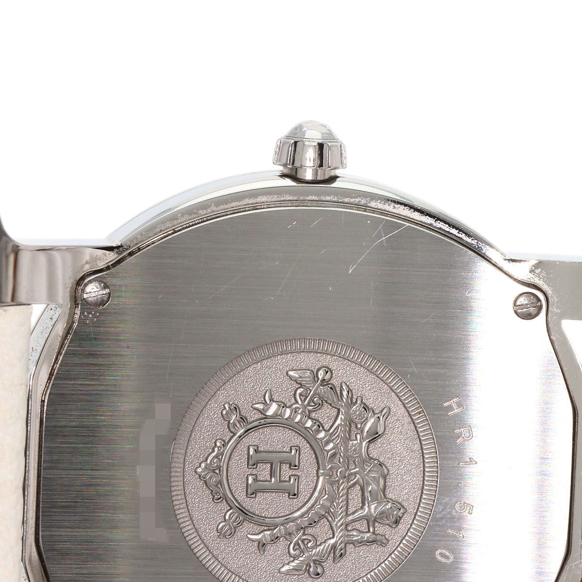 HERMES Watches Quartz HR1.510 Stainless Steel, Leather Silver H watch Rondo white dial Women  d