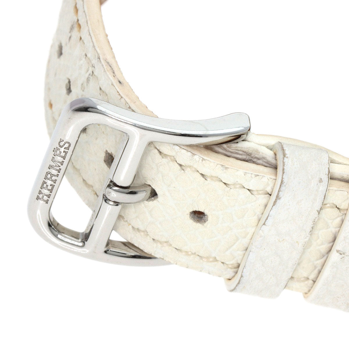 HERMES Watches Quartz HR1.510 Stainless Steel, Leather Silver H watch Rondo white dial Women  d