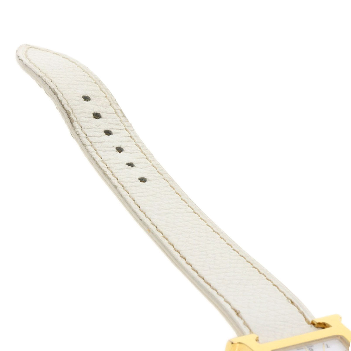 HERMES Watches Quartz HH1.201 Gold Plated, Leather gold H watch white dial Women  d