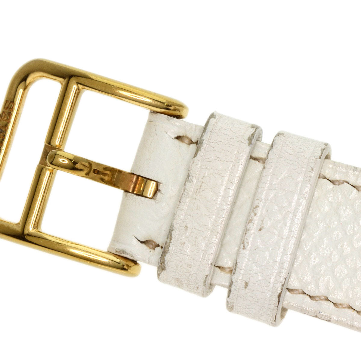 HERMES Watches Quartz HH1.201 Gold Plated, Leather gold H watch white dial Women  d