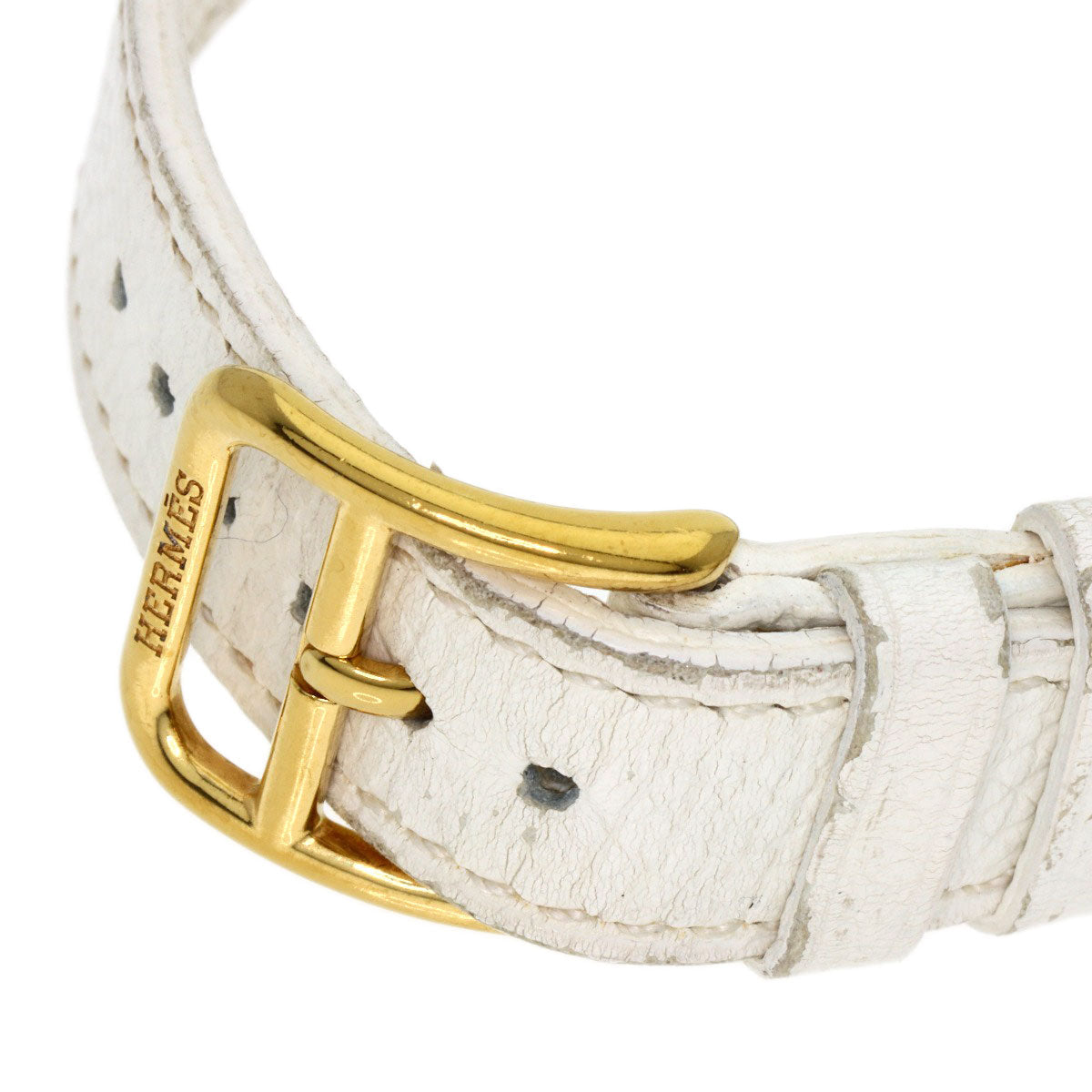 HERMES Watches Quartz HH1.201 Gold Plated, Leather gold H watch white dial Women  d