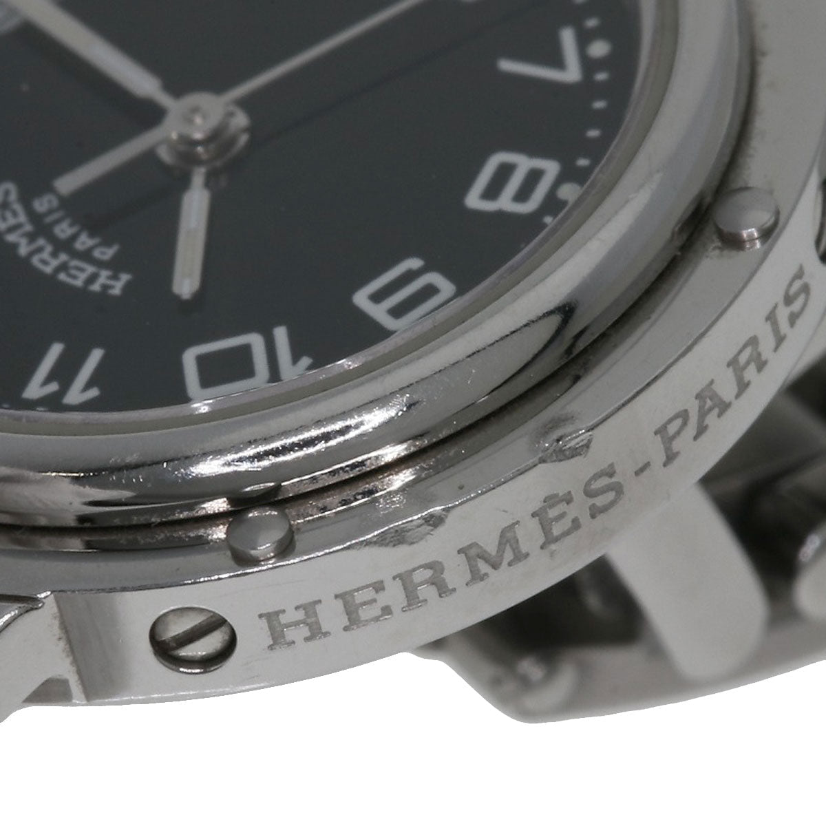 HERMES Watches Quartz CL4.210 Stainless Steel , Stainless Steel Silver Clipper black dial Women  d