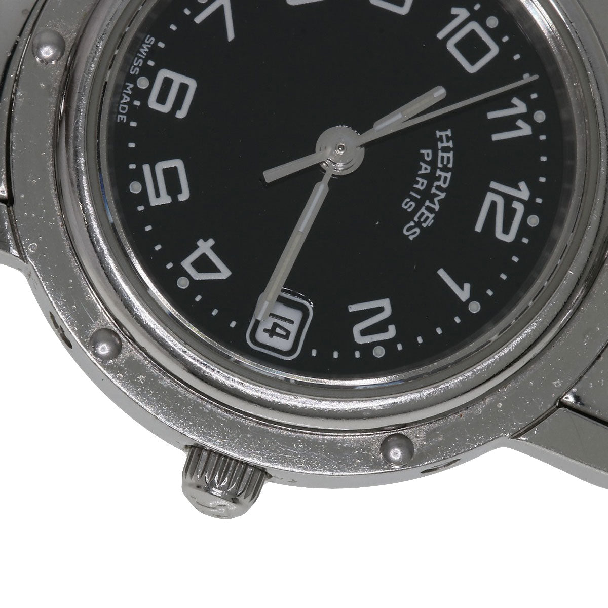 HERMES Watches Quartz CL4.210 Stainless Steel , Stainless Steel Silver Clipper black dial Women  d