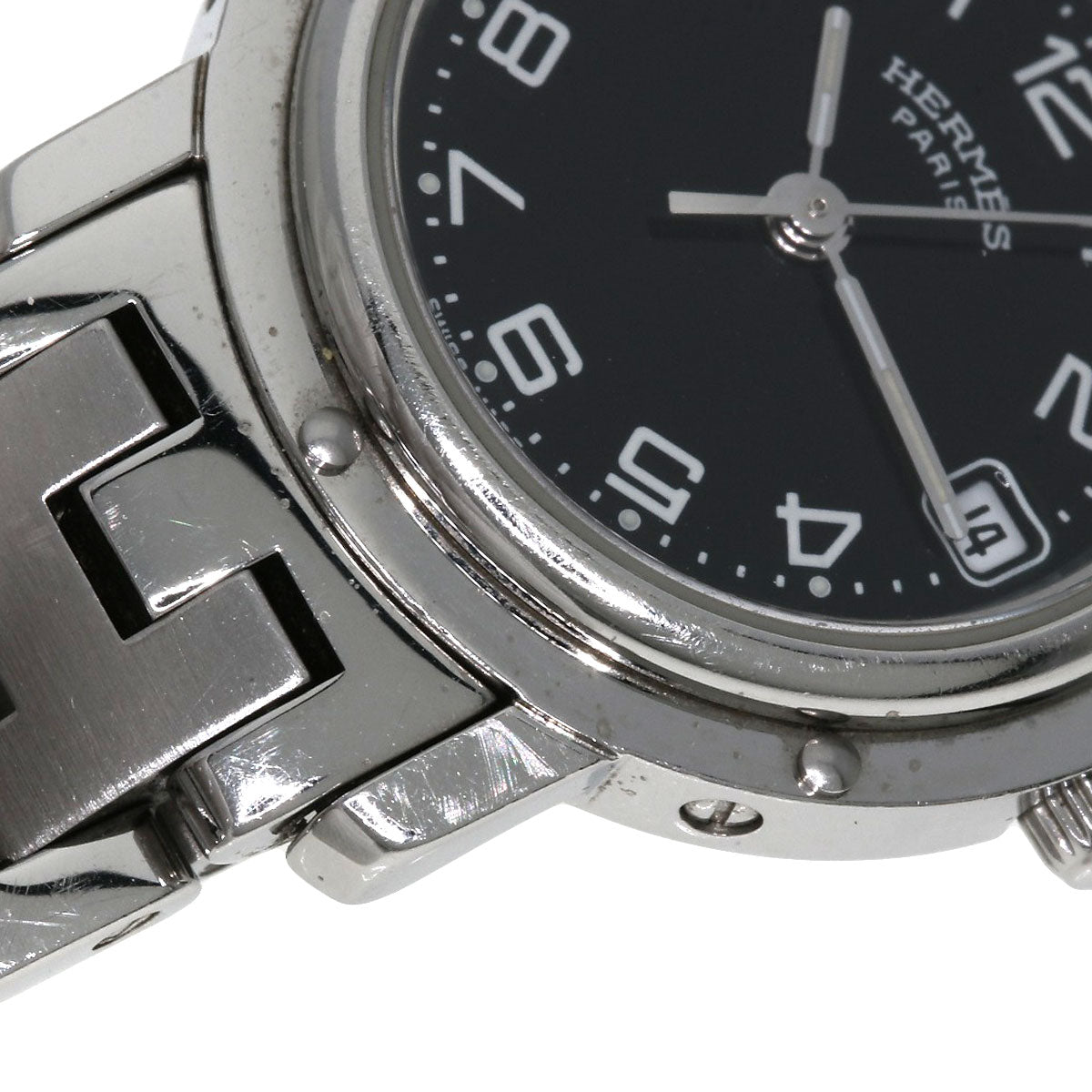 HERMES Watches Quartz CL4.210 Stainless Steel , Stainless Steel Silver Clipper black dial Women  d