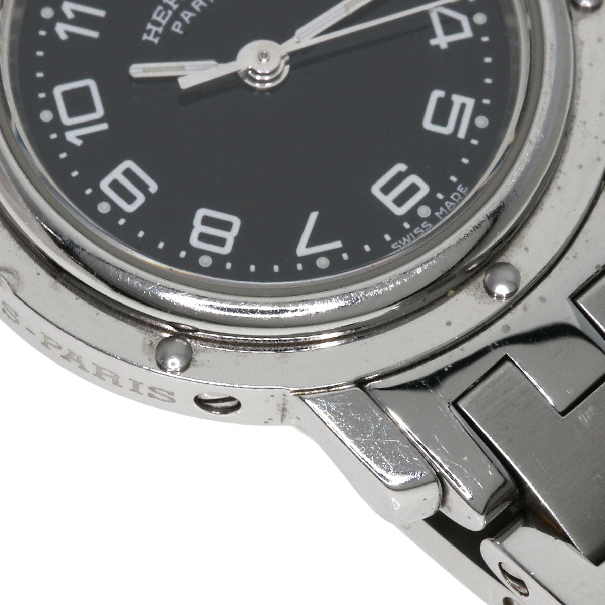 HERMES Watches Quartz CL4.210 Stainless Steel , Stainless Steel Silver Clipper black dial Women  d