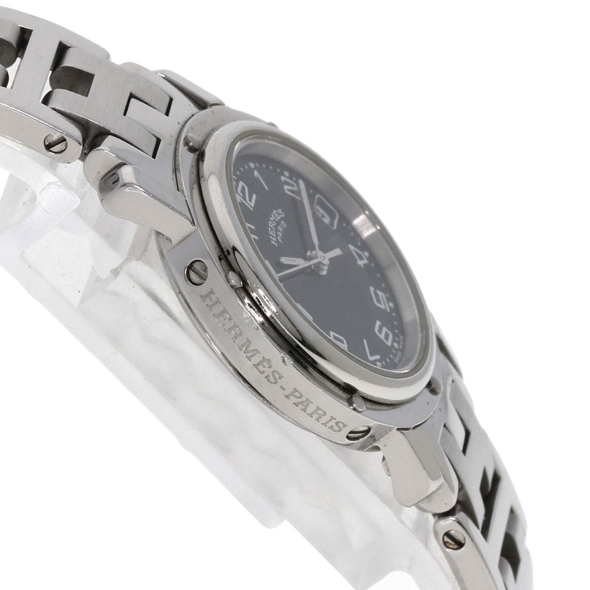 HERMES Watches Quartz CL4.210 Stainless Steel , Stainless Steel Silver Clipper black dial Women  d