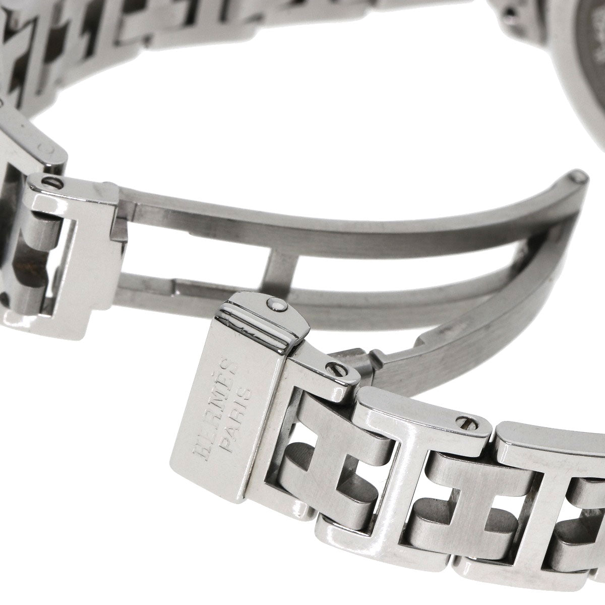HERMES Watches Quartz CL4.210 Stainless Steel , Stainless Steel Silver Clipper black dial Women  d