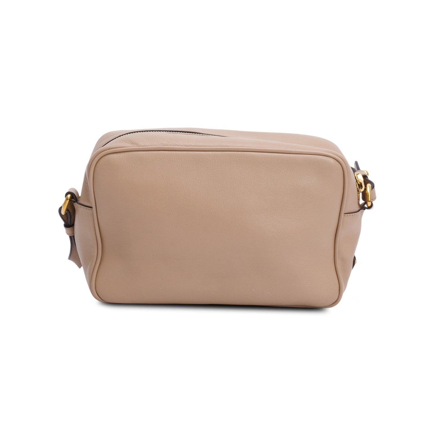 Prada Beige Glace Calf Leather Logo Camera Crossbody Bag