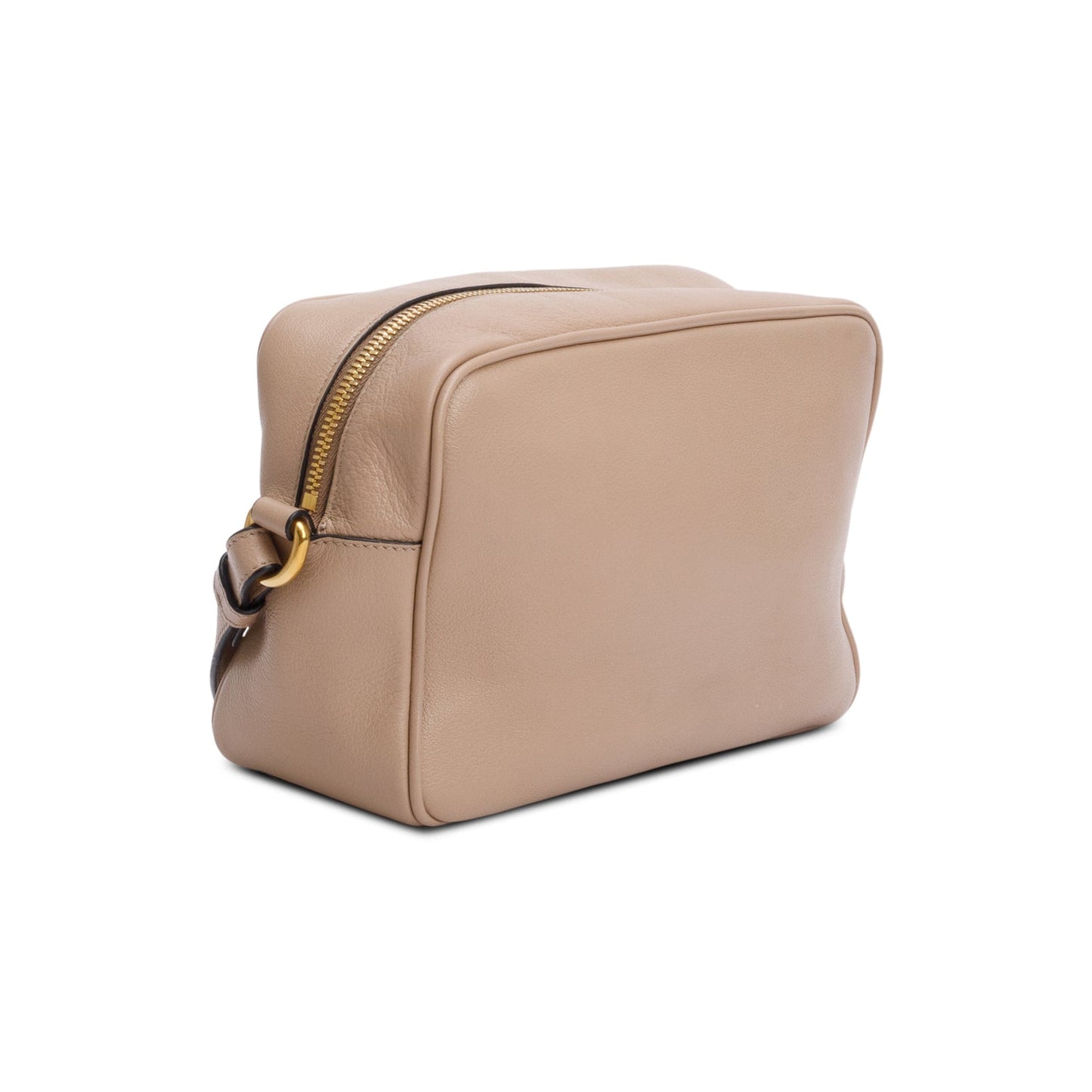 Prada Beige Glace Calf Leather Logo Camera Crossbody Bag