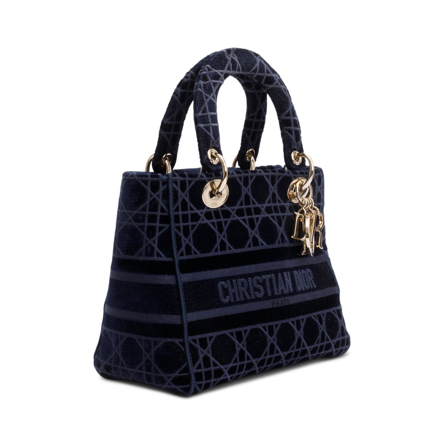 Christian Dior 2020 Navy Toile De Jouy Embroidery Medium Lady D-Lite Bag
